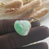 Good Translucency Icy with Icy Apple Green Jadeite "Laughing Buddha" Pendant (JAB005563) 5
