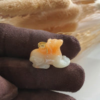 Translucent Icy Orange Jadeite "Auspicious Dog" Pendant (JAB005606) 2