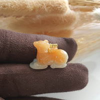Translucent Icy Orange Jadeite "Auspicious Dog" Pendant (JAB005606) 3