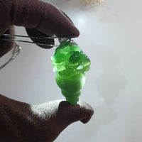 Highly Translucent Icy Green Jadeite "Conch of Wealth" Pendant (JAB005652) 5