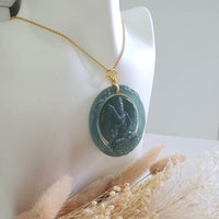 Highly Translucent Icy Bluish Green Jadeite "Manjushri" Pendant (JAB005708) 7