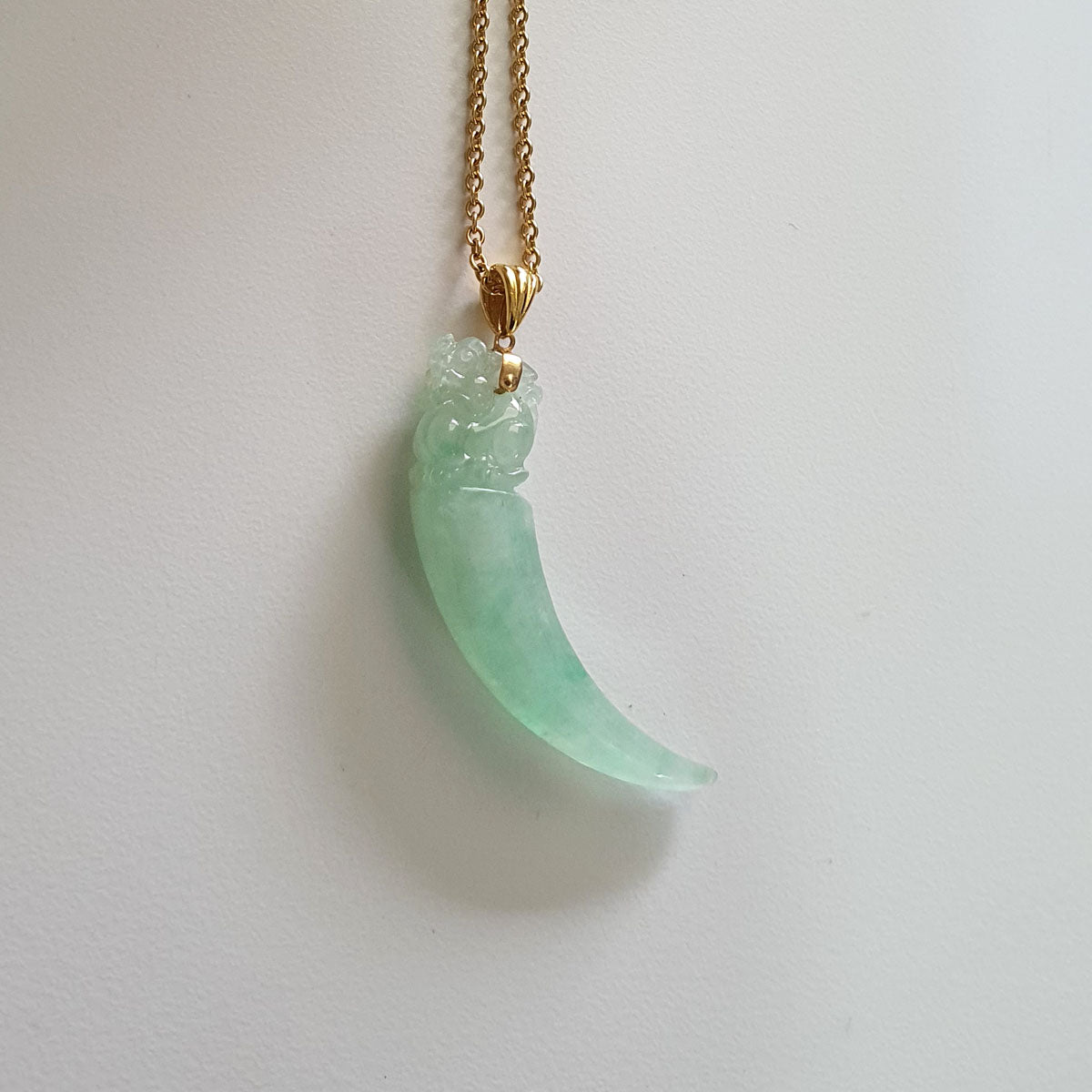Good Translucency Icy Apple Green Jadeite "Auspicious Pixiu" Pendant (JAB005947) 1