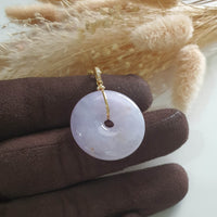 Translucent Icy Brilliant Lavender Jadeite "Auspicious Coin" Pendant (JAB006003) 2