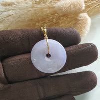 Translucent Icy Brilliant Lavender Jadeite "Auspicious Coin" Pendant (JAB006003) 3