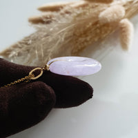 Translucent Icy Brilliant Lavender Jadeite "Auspicious Coin" Pendant (JAB006003) 5
