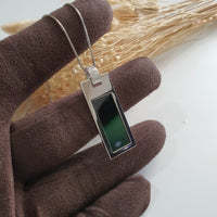 Translucent Icy Dark Bluish Green Omphacite Jadeite "The Ink" Pendant (JAB006021) 4