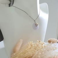 Translucent Icy Lavender Jadeite "Enchanted Bee and Baby’s Breath" Pendant (JAB006037) 8