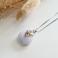 Translucent Icy Brilliant Lavender and Apple Green Jadeite "Enchanted Bee and Baby’s Breath" Pendant (JAB006039) 6