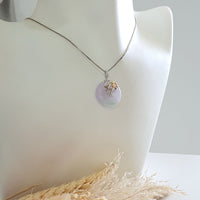 Translucent Icy Brilliant Lavender and Apple Green Jadeite "Enchanted Bee and Baby’s Breath" Pendant (JAB006039) 7