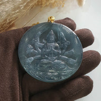 [Rare] Highly Translucent Icy Blue Jadeite "Cundi Bodhissattva" Pendant (JAB006062) 10