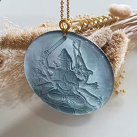[Rare] Highly Translucent Icy Blue Jadeite "Cundi Bodhissattva" Pendant (JAB006062) 5