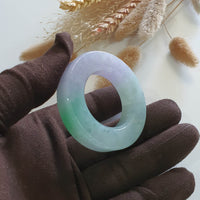 Translucent Icy Brilliant Lavender with Green Jadeite “The Orbital” Pendant (JAB006131) 5
