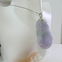 Good Translucency Icy Lavender and Green "Morning Glory" Pendant (JAB006140) 8