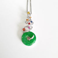 Translucent Brilliant Green Jadeite “Festive Glitters” Pendant (JAB006262) 1