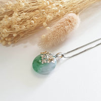 Translucent Icy Green with Lavender Jadeite "Enchanted Bee and Baby’s Breath" Pendant (JAB006286) 6