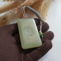 Translucent Yellowish Green Nephrite “Manjushri” Pendant (JAB006289) 7