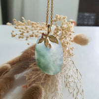 Good Translucency Icy with Green Jadeite "Flower Blossom" Pendant (JAB006403) 4