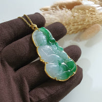 Translucent Icy with Brilliant Green Jadeite "Goddess of Mercy" Pendant (JAB006469) 2