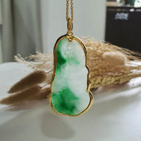 Translucent Icy with Brilliant Green Jadeite "Goddess of Mercy" Pendant (JAB006469) 7