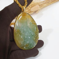 [Rare] Highly Translucency Icy Brilliant Yellowish Green "Goddess of Mercy" Pendant (JAB006470) 2