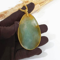 [Rare] Highly Translucency Icy Brilliant Yellowish Green "Goddess of Mercy" Pendant (JAB006470) 10