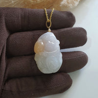 Translucent Icy Tri-colours Jadeite "Longevity Monkey" Pendant (JAB006629) 4
