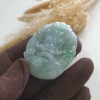 Translucent Icy Green Jadeite "Majestic Dragon” Pendant (JAB006632) 3