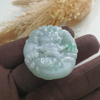 Translucent Icy Green Jadeite "Majestic Dragon” Pendant (JAB006632) 4