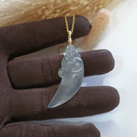 Highly Translucent Icy Jadeite "Dragon Sabre" Pendant (JAB006661) 2