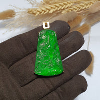 Highly Translucent Imperial Green Jadeite "Majestic Dragon” Pendant (JAB006663) 4
