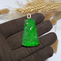 Highly Translucent Imperial Green Jadeite "Majestic Dragon” Pendant (JAB006663) 5