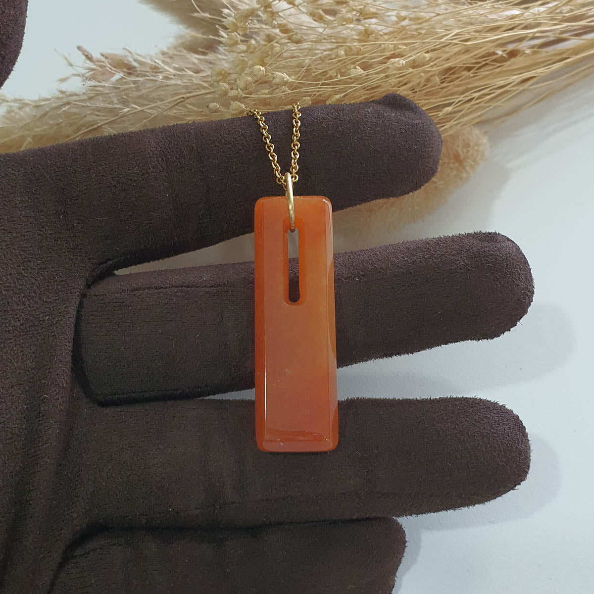 Translucent Brilliant Orangey Red Jadeite "Heaven’s Gate" Pendant (JAB006696) 1