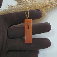 Translucent Brilliant Orangey Red Jadeite "Heaven’s Gate" Pendant (JAB006696) 1