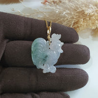 Good Translucency Icy with Green Jadeite "Rooster" Pendant (JAB006701) 2
