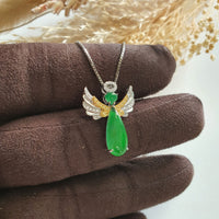 Highly Translucent Brilliant Apple Green Jadeite "Be My Angel" Pendant (JAB006727) 9