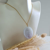 Translucent Icy Lavender Jadeite " Mahasthamaprapta Bodhisattva" Pendant (JAB006851) 9