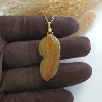 Translucent Icy Yellow Jadeite “Golden Peanut” Pendant (JAB006960) 7