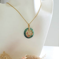 Translucency Brilliant Flower Green Jadeite "Cherry Blossom" Pendant (JAB006965) 9