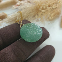 Translucent Icy Green Jadeite "Prosperity Fish and Lotus" Pendant (JAB006984) 7