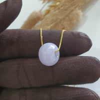 Translucent Icy Lavender Jadeite Barrel Pendant with 18KY Gold Necklace (JAB007041) 2