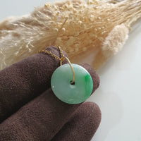 Translucent Green with Brilliant Green Jadeite "Auspicious Coin" Pendant (JAB007066) 4