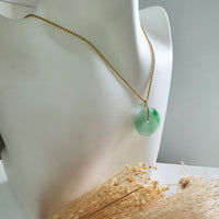 Translucent Green with Brilliant Green Jadeite "Auspicious Coin" Pendant (JAB007066) 7