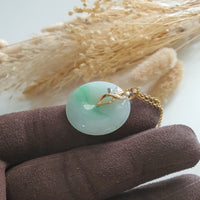 Translucent Green with Brilliant Green Jadeite "Auspicious Coin" Pendant (JAB007115) 4