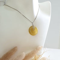 Good Translucent Icy Brilliant Yellow Jadeite “The Stars” Coin Pendant (JAB007154) 8