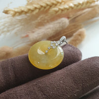 Good Translucent Icy Brilliant Yellow Jadeite “The Stars” Coin Pendant (JAB007154) 4