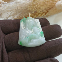 Translucent Green with Brilliant Green Jadeite "Mother Mary and Baby Jesus" Pendant (JAB007274) 5