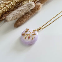 Translucency Brilliant Lavender Jadeite "Cherry Blossom" Pendant (JAB007280) 6