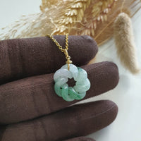 Translucent Icy Green with Lavender Jadeite “Eternity Knot” Pendant (JAB007400) 4