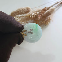 Translucent Green with Brilliant Apple Green Jadeite "Bamboo Blossom" Pendant (JAB007490) 5