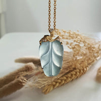 Highly Translucent Icy Blue Jadeite “Icy Foliage” Pendant (JAB007494) 4